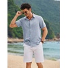 image:imageCOOFANDY Mens Linen Shirt Casual Short Sleeve Button Down Shirts Summer Beach Vacation TopsNavy