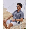 image:imageCOOFANDY Mens Linen Shirt Casual Short Sleeve Button Down Shirts Summer Beach Vacation TopsNavy Blue