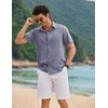 image:imageCOOFANDY Mens Linen Shirt Casual Short Sleeve Button Down Shirts Summer Beach Vacation TopsNavy Blue