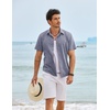 image:imageCOOFANDY Mens Linen Shirt Casual Short Sleeve Button Down Shirts Summer Beach Vacation TopsNavy Blue
