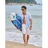image:imageCOOFANDY Mens Linen Shirt Casual Short Sleeve Button Down Shirts Summer Beach Vacation TopsSky Blue