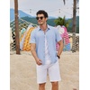 image:imageCOOFANDY Mens Linen Shirt Casual Short Sleeve Button Down Shirts Summer Beach Vacation TopsSky Blue