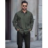 image:imageCOOFANDY Mens Long Sleeve Denim Shirts Jacket Casual Button Down Jean ShirtDark Green