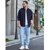 image:imageCOOFANDY Mens Long Sleeve Denim Shirts Jacket Casual Button Down Jean ShirtNavy Blue