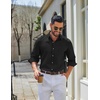 image:imageCOOFANDY Mens Oxford Shirt Cotton Long Sleeve RegularFit Dress Shirt Wrinkle Free Casual Button Down ShirtsBlack