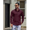 image:imageCOOFANDY Mens Oxford Shirt Cotton Long Sleeve RegularFit Dress Shirt Wrinkle Free Casual Button Down ShirtsJujube Red
