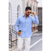 image:imageCOOFANDY Mens Oxford Shirt Long Sleeve Casual Button Down Dress ShirtLight Blue