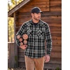 image:imageCOOFANDY Mens Plaid Flannel Shirts Long Sleeve Western Pearl Snap Shirts Fall Button Down Shirt for MenBlack Grey