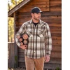 image:imageCOOFANDY Mens Plaid Flannel Shirts Long Sleeve Western Pearl Snap Shirts Fall Button Down Shirt for MenBrown Grey