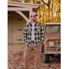 image:imageCOOFANDY Mens Plaid Flannel Shirts Long Sleeve Western Pearl Snap Shirts Fall Button Down Shirt for MenGreen Beige
