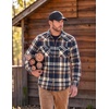 image:imageCOOFANDY Mens Plaid Flannel Shirts Long Sleeve Western Pearl Snap Shirts Fall Button Down Shirt for MenNavy Orange