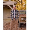 image:imageCOOFANDY Mens Plaid Flannel Shirts Long Sleeve Western Pearl Snap Shirts Fall Button Down Shirt for MenNavy Orange