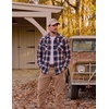 image:imageCOOFANDY Mens Plaid Flannel Shirts Long Sleeve Western Pearl Snap Shirts Fall Button Down Shirt for MenNavy Red