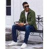 image:imageCOOFANDY Mens Polar Fleece Shirt Jacket Long Sleeve Casual Button Down Shirts Shacket with PocketsArmy Green