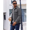 image:imageCOOFANDY Mens Polar Fleece Shirt Jacket Long Sleeve Casual Button Down Shirts Shacket with PocketsGray
