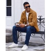 image:imageCOOFANDY Mens Polar Fleece Shirt Jacket Long Sleeve Casual Button Down Shirts Shacket with PocketsLight Brown