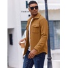 image:imageCOOFANDY Mens Polar Fleece Shirt Jacket Long Sleeve Casual Button Down Shirts Shacket with PocketsLight Brown