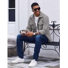 image:imageCOOFANDY Mens Polar Fleece Shirt Jacket Long Sleeve Casual Button Down Shirts Shacket with PocketsLight Gray