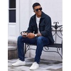 image:imageCOOFANDY Mens Polar Fleece Shirt Jacket Long Sleeve Casual Button Down Shirts Shacket with PocketsNavy Blue