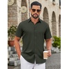 image:imageCOOFANDY Mens Untucked Dress Shirts Short Sleeve Casual Button Down ShirtArmy Green