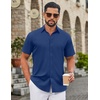 image:imageCOOFANDY Mens Untucked Dress Shirts Short Sleeve Casual Button Down ShirtBlue