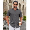 image:imageCOOFANDY Mens Untucked Dress Shirts Short Sleeve Casual Button Down ShirtDark Gray