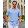 image:imageCOOFANDY Mens Untucked Dress Shirts Short Sleeve Casual Button Down ShirtLight Blue