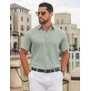 image:imageCOOFANDY Mens Untucked Dress Shirts Short Sleeve Casual Button Down ShirtLight Green