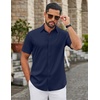 image:imageCOOFANDY Mens Untucked Dress Shirts Short Sleeve Casual Button Down ShirtNavy Blue