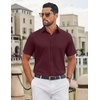 image:imageCOOFANDY Mens Untucked Dress Shirts Short Sleeve Casual Button Down ShirtWine Red