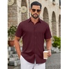 image:imageCOOFANDY Mens Untucked Dress Shirts Short Sleeve Casual Button Down ShirtWine Red