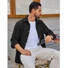 image:imageCOOFANDY Mens Waffle Button Down Shirt Long Sleeve Corduroy Shirt JacketAll Black