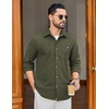 image:imageCOOFANDY Mens Waffle Button Down Shirt Long Sleeve Corduroy Shirt JacketArmy Green