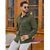 image:imageCOOFANDY Mens Waffle Button Down Shirt Long Sleeve Corduroy Shirt JacketArmy Green