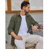 image:imageCOOFANDY Mens Waffle Button Down Shirt Long Sleeve Corduroy Shirt JacketArmy Green