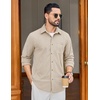 image:imageCOOFANDY Mens Waffle Button Down Shirt Long Sleeve Corduroy Shirt JacketBeige