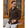 image:imageCOOFANDY Mens Waffle Button Down Shirt Long Sleeve Corduroy Shirt JacketBrown