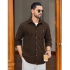 image:imageCOOFANDY Mens Waffle Button Down Shirt Long Sleeve Corduroy Shirt JacketBrown