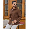 image:imageCOOFANDY Mens Waffle Button Down Shirt Long Sleeve Corduroy Shirt JacketCaramel