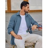 image:imageCOOFANDY Mens Waffle Button Down Shirt Long Sleeve Corduroy Shirt JacketDark Blue