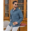 image:imageCOOFANDY Mens Waffle Button Down Shirt Long Sleeve Corduroy Shirt JacketDark Blue
