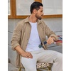 image:imageCOOFANDY Mens Waffle Button Down Shirt Long Sleeve Corduroy Shirt JacketKhaki