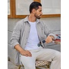 image:imageCOOFANDY Mens Waffle Button Down Shirt Long Sleeve Corduroy Shirt JacketLight Grey