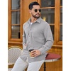 image:imageCOOFANDY Mens Waffle Button Down Shirt Long Sleeve Corduroy Shirt JacketLight Grey