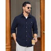 image:imageCOOFANDY Mens Waffle Button Down Shirt Long Sleeve Corduroy Shirt JacketNavy Blue