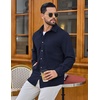 image:imageCOOFANDY Mens Waffle Button Down Shirt Long Sleeve Corduroy Shirt JacketNavy Blue