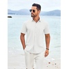 image:imageCOOFANDY Shirts for Men Short Sleeve Button Down Shirt Casual Summer Beach ShirtAwhite