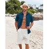 image:imageCOOFANDY Shirts for Men Short Sleeve Button Down Shirt Casual Summer Beach ShirtDark Blue