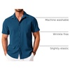 image:imageCOOFANDY Shirts for Men Short Sleeve Button Down Shirt Casual Summer Beach ShirtDark Blue