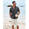 image:imageCOOFANDY Shirts for Men Short Sleeve Button Down Shirt Casual Summer Beach ShirtDark Grey